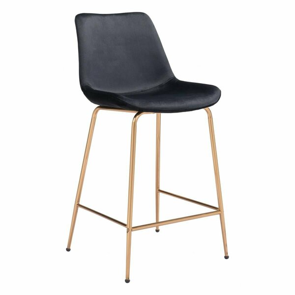 Homeroots 38.6 x 19.7 x 24.2 in. Tony Counter Chair Black & Gold 396529